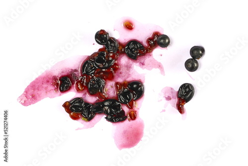 Elderberries, elder berries pile isolated on white background, top view