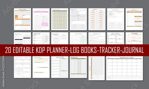 Daily Planner, Productivity Planner, Dream journal, Weekly planner, 20 Different KDP Interior Design Template