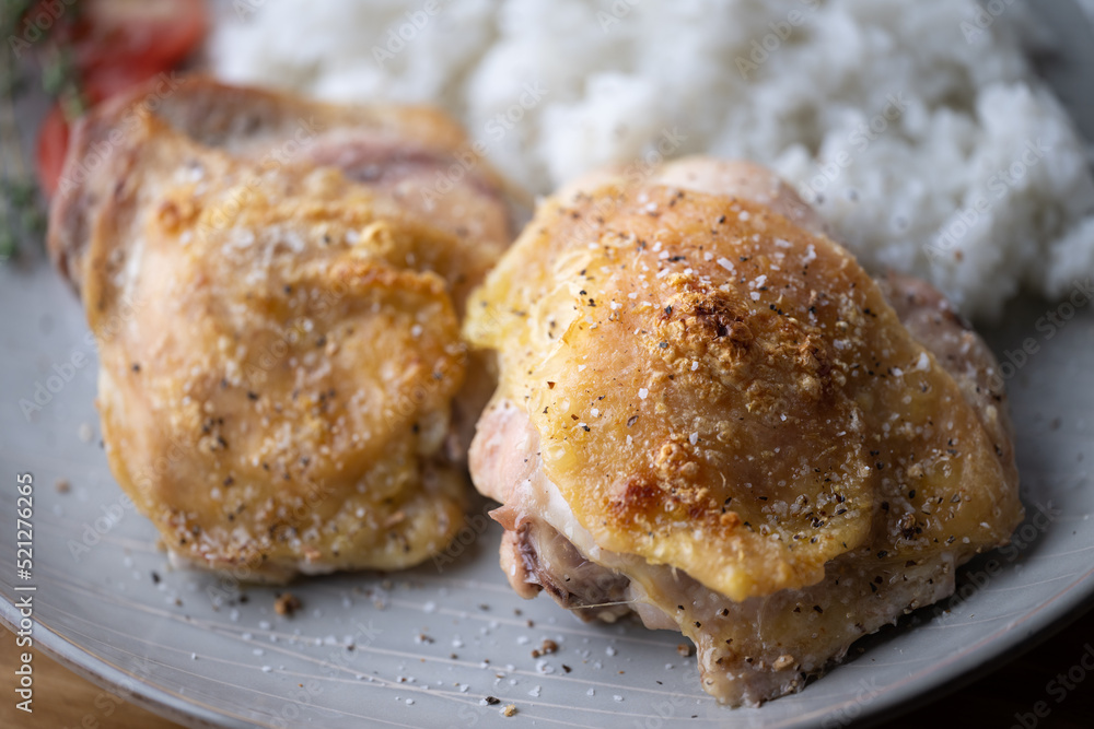 grilled chicken thigh with white rice grilled chicken thigh with white rice