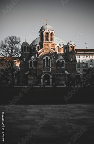 Vertical shot of Church of Sveti Sedmochislenitsi on gloomy day in Sofia, Bulgaria photo
