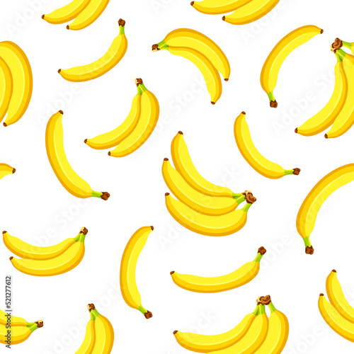 Seamless pattern with bananas isolated on a white background. Pattern for wrapping paper, textile design. Vector illustration