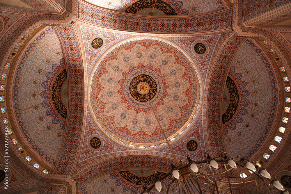 Dome interior of Ottoman mosque in Turkey