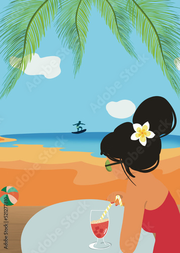 Jeune fille observe surfeur