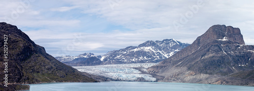 Panoramic view of the mountains and glaciers in Evighedsfjord, Greenland © Nigel