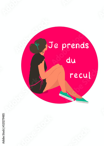 Dessin Pin-up et phrase prendre du recul