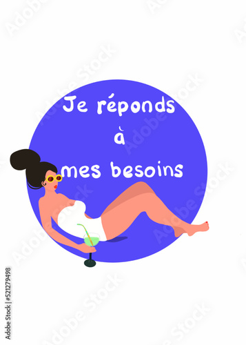 Illustration Pin-up et citation Je répond à mes besoins 