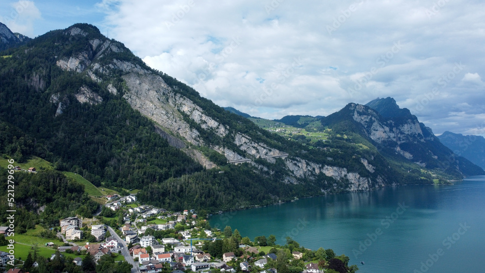 |Weesen,  Szwajcaria, Alpy, Góry, turystyka, krajobraz, charakter, lato, góra, podróż, Wakacje, super - obrazy, fototapety, plakaty 
