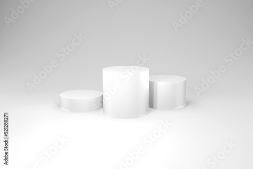 Three square paper boxes mockups on white background, 3D white podium, Podium abstract 3d background, stand to show cosmetic products. Stage showcase on pedestal modern 3d studio, minimal podium white