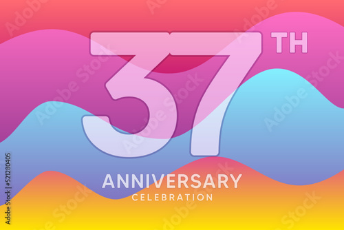 37 Year Anniversary Vector Template Design Illustration