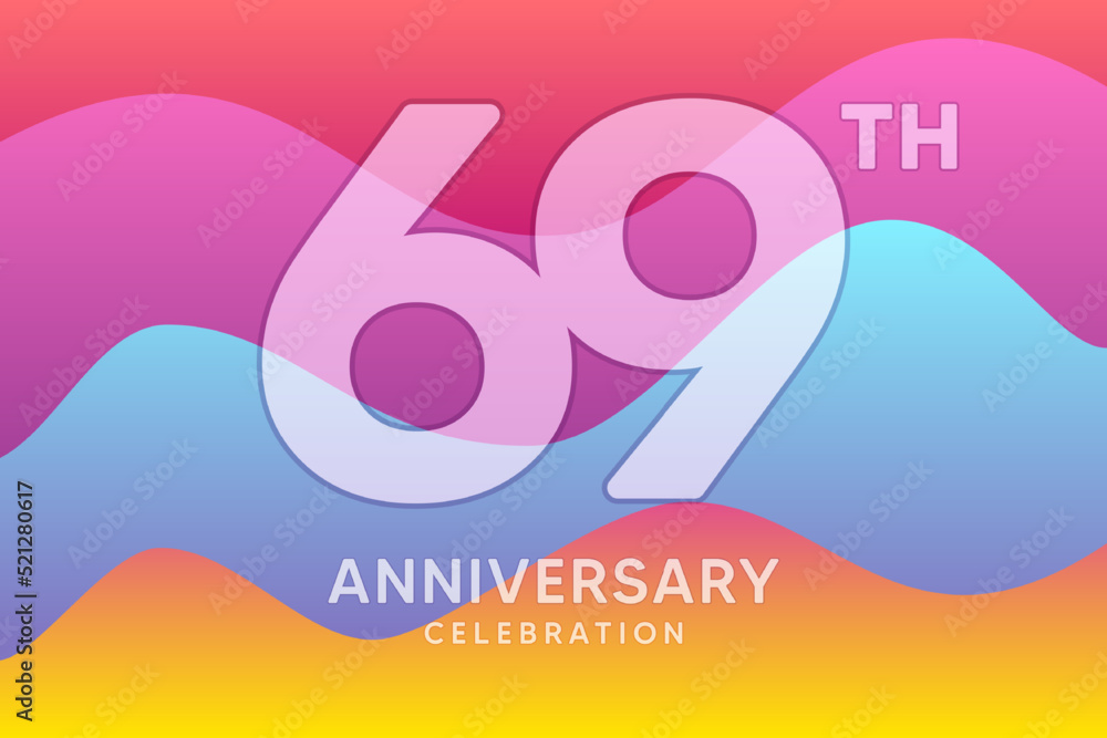 69 Year Anniversary Vector Template Design Illustration