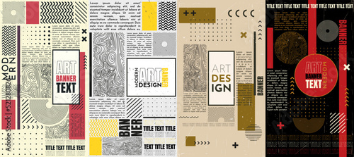 Vector illustration. Modern Art graphic. Dynamic frame. Stylish geometric background. Design element for invitations, gift cards, flyers, posters, vouchers, leaflets. 70s, 80s retro funky graphic