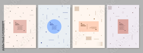 Vector abstract illustration. Neo memphis pattern poster collection. Pastel color frames. Cool bright background. Design elements for cover, brochure, magazine, poster, flyer. 70s retro funky graphic