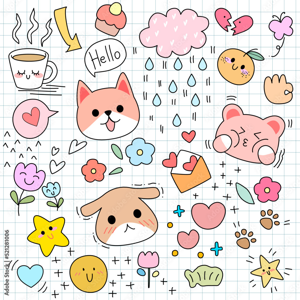 Obraz premium Hand draw doodle set with design