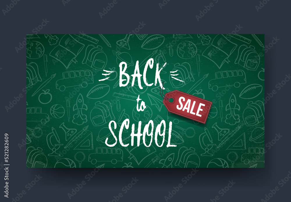 Back to School Sale Banner with Pattern Background Stock Template ...