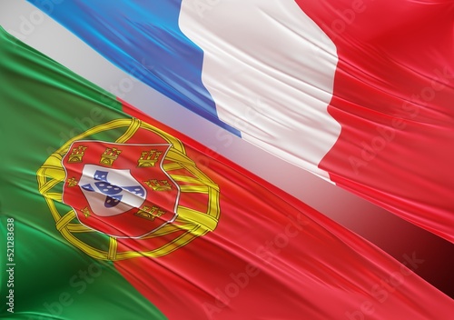 Abstract Portugal with French Flag 3D Render (3D Artwork)