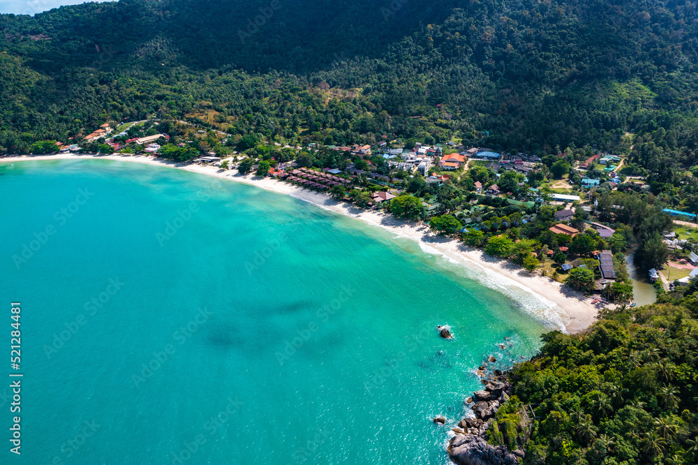 Aerial view of Thong Nai Pan Beach in Koh Phangan, Thailand