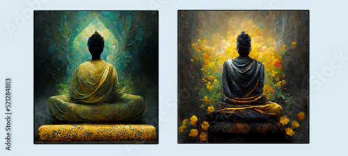 Tableau sur toile Gautam Budha Abstract painting, Gautam Budha oil painting, Lord Buddha canvas pa