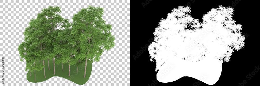 Fototapeta premium Forest isolated on background with mask. 3d rendering - illustration