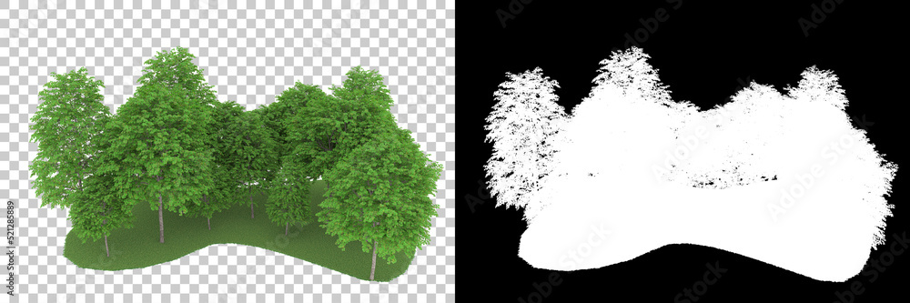 Obraz premium Forest isolated on background with mask. 3d rendering - illustration