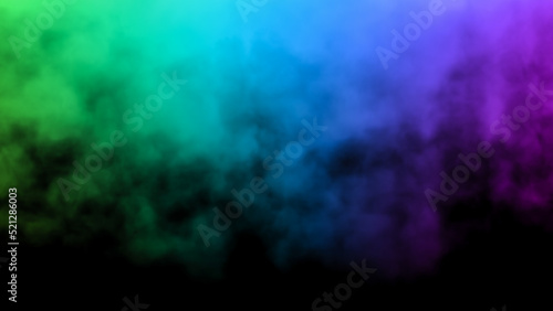 Abstract multicolored magical steam blown away by the wind. Colorful smoke on a black background. Cloudscape magic pattern.