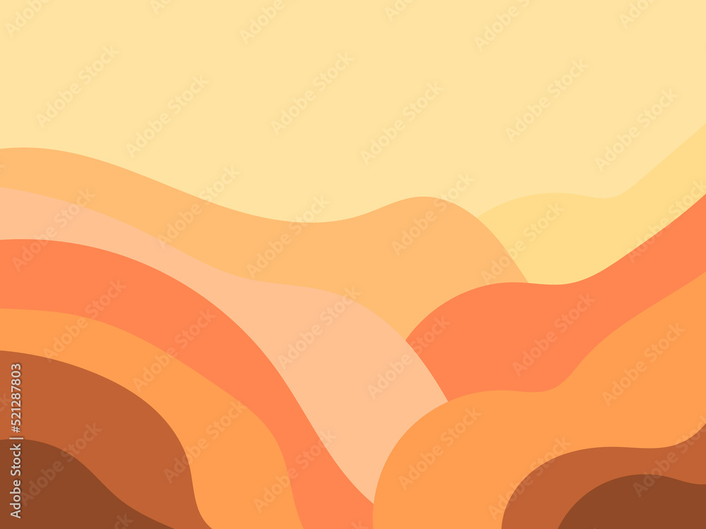 Desert landscape with dunes in a minimalist style. Flat design. Boho decor for prints, posters and interior design. Mid Century modern decor. Vector illustration Desert landscape with dunes in a minimalist style. Flat design. Boho decor for prints, posters and interior design. Mid Century modern decor. Vector illustration