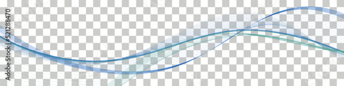 Teal blue wave swoosh, flowing swirl. Sea water, air wind, abstract undulate curve, dynamic twisted lines isolated on transparent background. Vector illustration
