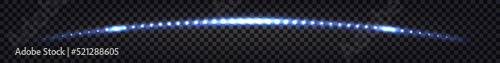 Laser light beam, glowing neon light, blue shiny arc line. Electric impulse, techno rays with sparkling flash light. Isolated transparent vector illustration