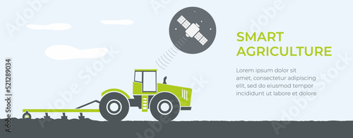 Agriculture. Smart Technology Agriculture Isolated.Smart Farming. Innovative Technology For Agricultural.Flat Vector Illustration. Remote Control Agricultural Works. Smart Growing Сrops and Harvesting
