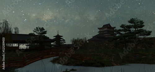18th century Japan. Night setting. created in blender (ID: 521289450)