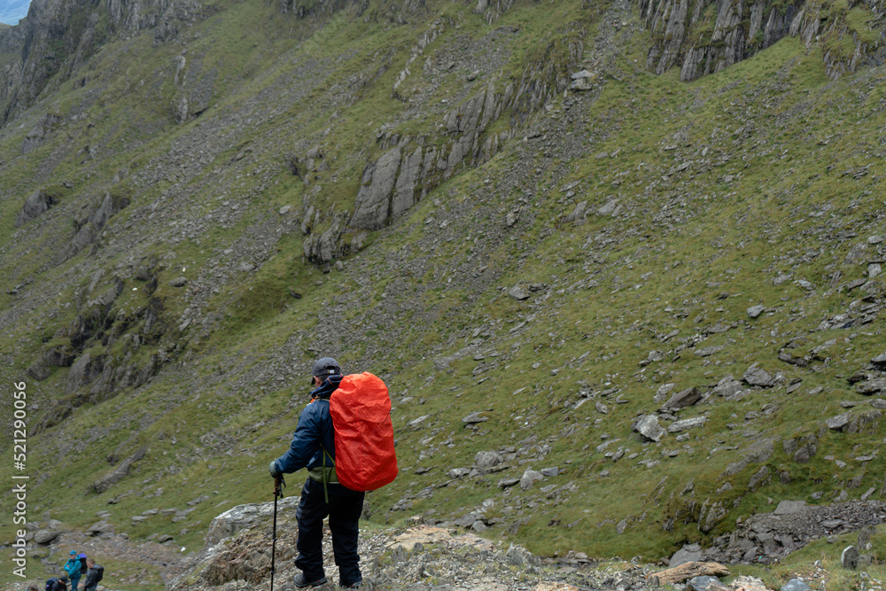 Pyg miners track Snowdonia Mountain Snowdonia National Park North wales people hiking rambling