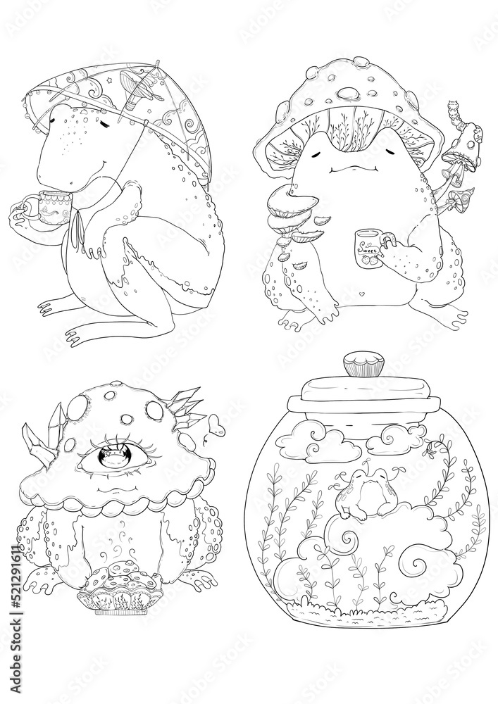 Fancy Coloring Page Frog Coloring Page Digital Art Coloring Page ...