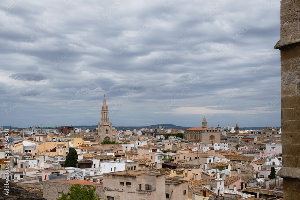 Panorama of Palma - the capital and largest city of the autonomous community of the Balearic Islands (Mallorca, Spain)  