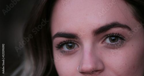 Close-up of girl eyes looking to camera