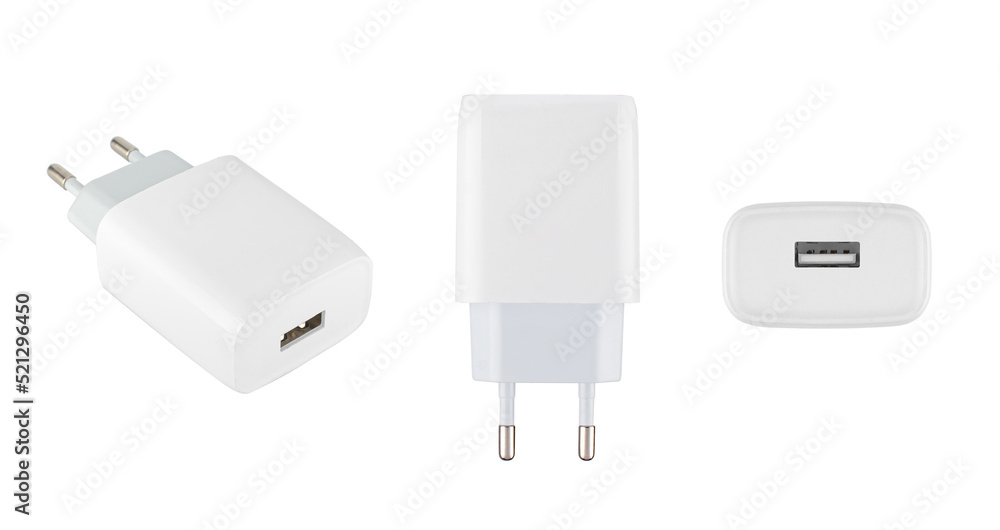 power adapter for phone tablet, phone accessory on white background power adapter for phone tablet, phone accessory on white background