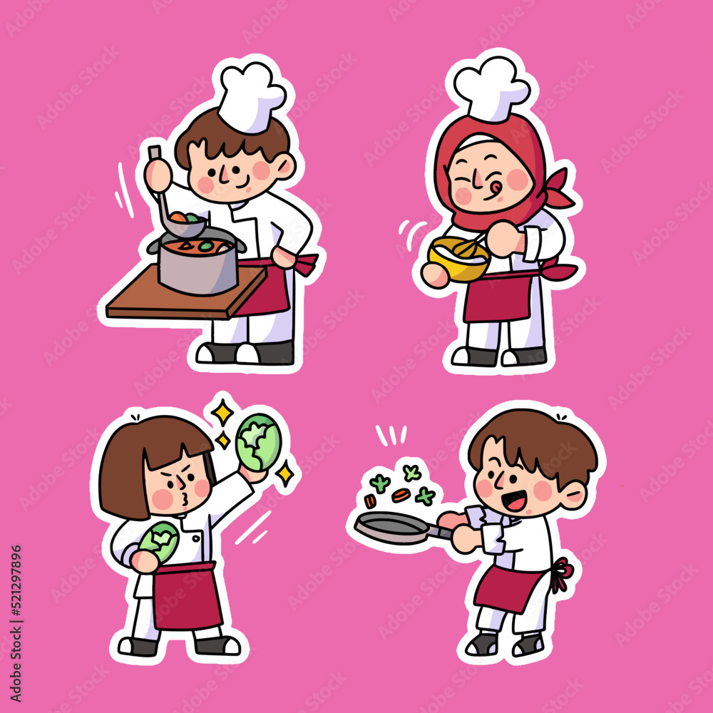 Collection of Passionate Cooks Digital Illustration Pack Collection of Passionate Cooks Digital Illustration Pack
