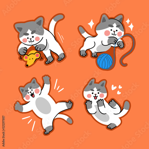 Daily Life of Energetic Kitten Digital Illustration Pack