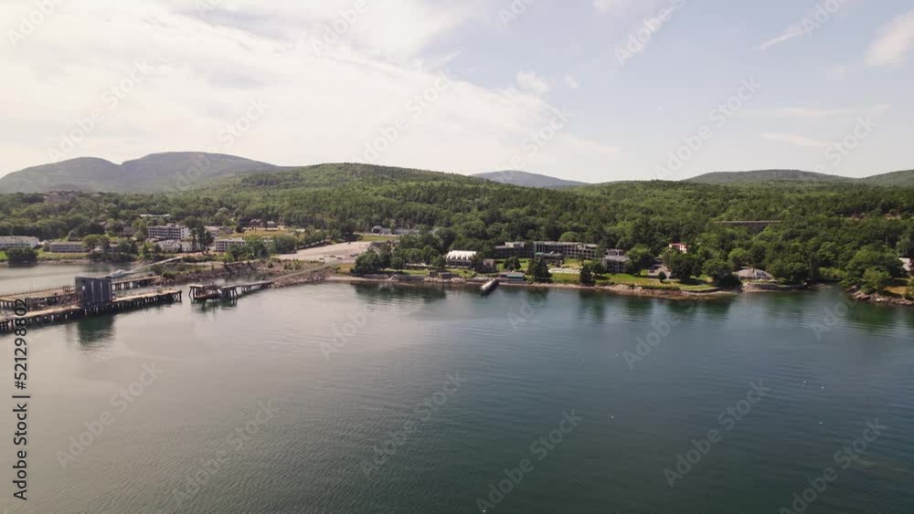 Aerial Shot of Maine Coast with Acadia National Park in Background - Bar Harbor, Maine Aerial Shot of Maine Coast with Acadia National Park in Background - Bar Harbor, Maine