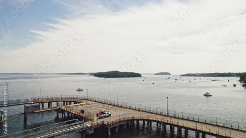 Wallpaper Mural Drone Shot of Maine Ferry Dock "The Cat" with Ocean and Islands in Background - Bar Harbor, Maine Torontodigital.ca