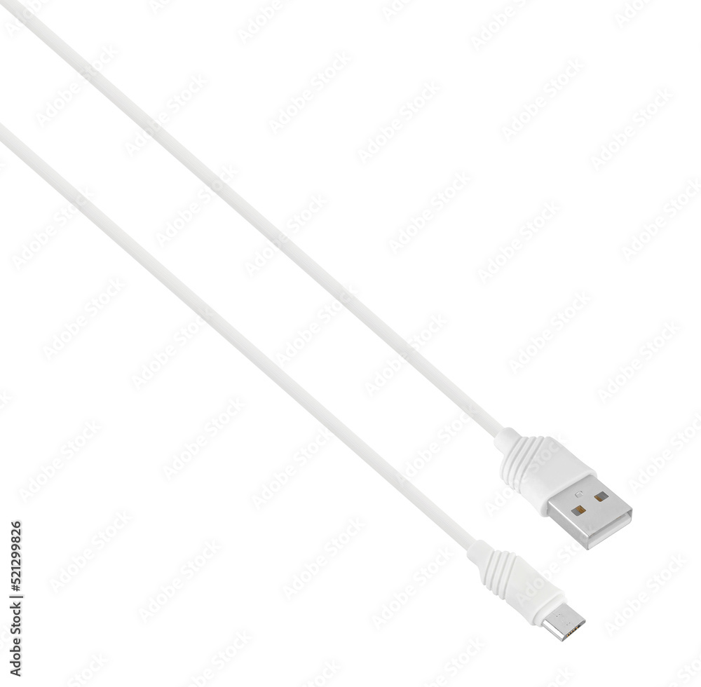 cable with USB and micro-USB connector, isolated on white background