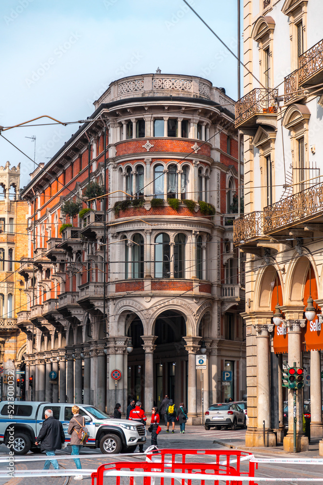 Street view and architecture in Turin, Italy