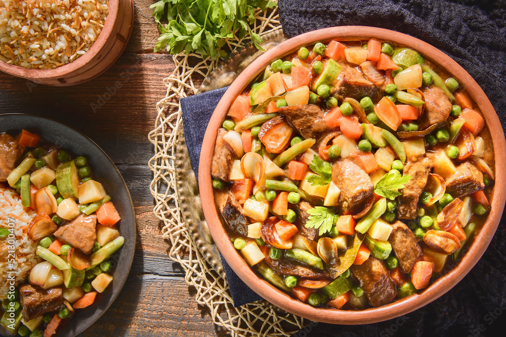 Arabic Cuisine The Torley casserole with meat. It's a mixture of meat