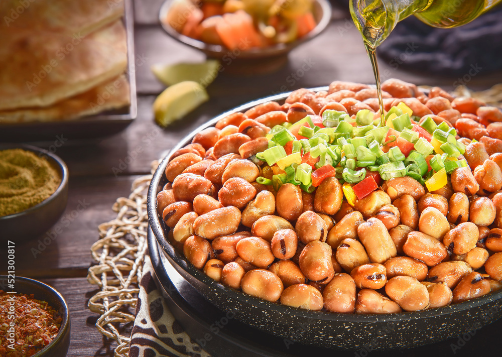 Arabic Cuisine Egyptian traditional dish "Ful medames". Middle Eastern