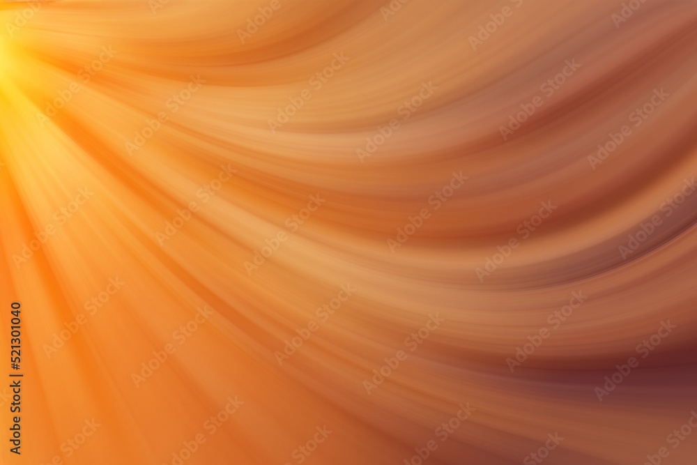 Orange abstract splash screen. Warm wave of sunlight. Background for advertisement of meditation or yoga services.