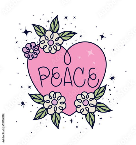 heart with peace lettering