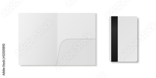 Vector 3d Realistic White Guest Room, Plastic Hotel Apartment Keycard Template with Paper Cover Case, Wallet. Design Template of Hotel Room Plastic Key Card for Mockup, Branding. Top View