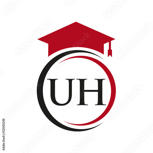 Wallpaper Mural Letter UH Education Logo Concept With Educational Graduation Hat Vector Template Torontodigital.ca