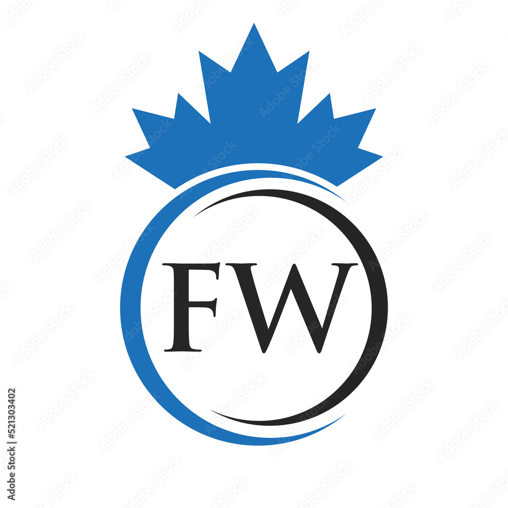 Letter FW Maple Leaf Logo Template Symbol Canadian Business, Company Logo Concept Vector Template Letter FW Maple Leaf Logo Template Symbol Canadian Business, Company Logo Concept Vector Template