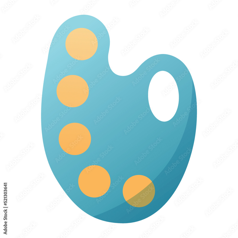 Fototapeta premium Flat illustration of palette for painting. Isolated element. 