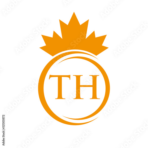 Canvas Print Letter TH Maple Leaf Logo Template Symbol Canadian Business, Company Logo Concep
