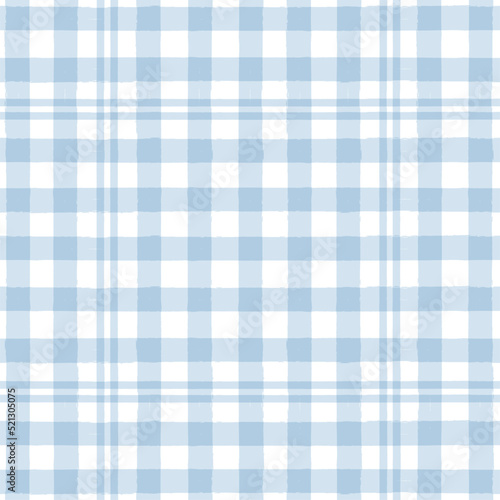 Blue Gingham seamless pattern. Watercolor plaid, tartan texture for spring picnic table cloth, shirts, wallpaper, blankets, paper. vector checkered summer strokes